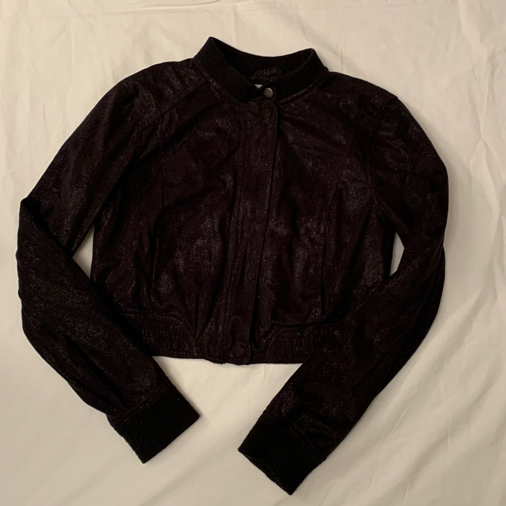 Cropped Black Jacket with Sparkles